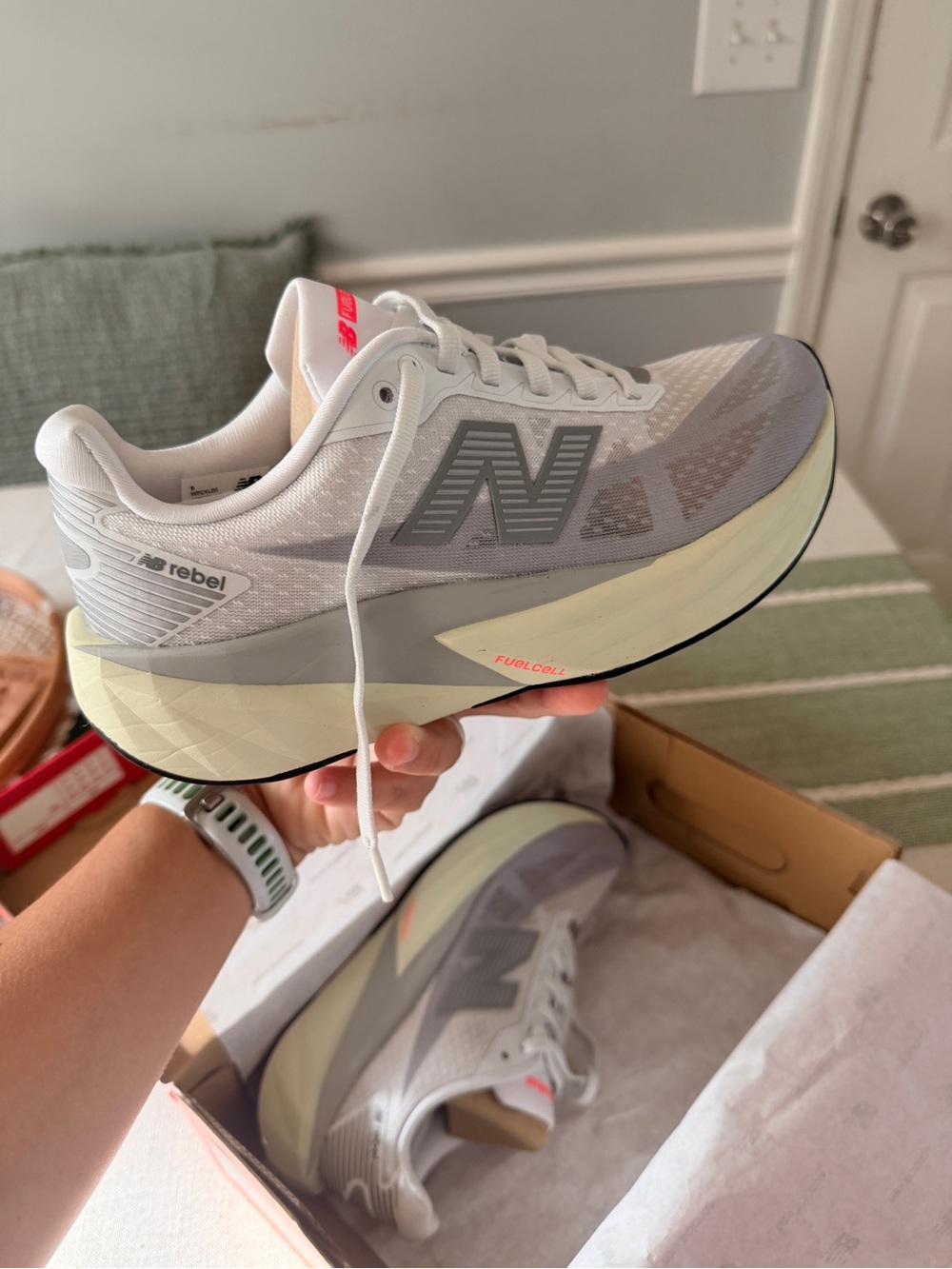 New Balance Women's White Gray FuelCell Running Sneakers